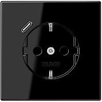 Розетка с заземлением +1хUSB тип C без рамки Jung LS990 1-м. черный картинка